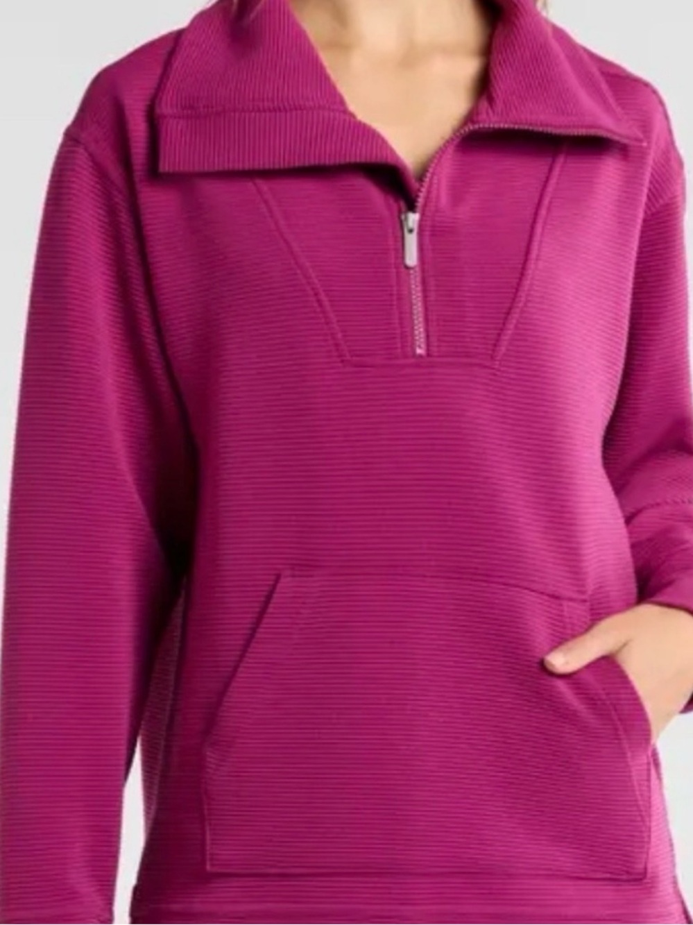 Zella Fuchsia Ribbed Half-Zip Pullover